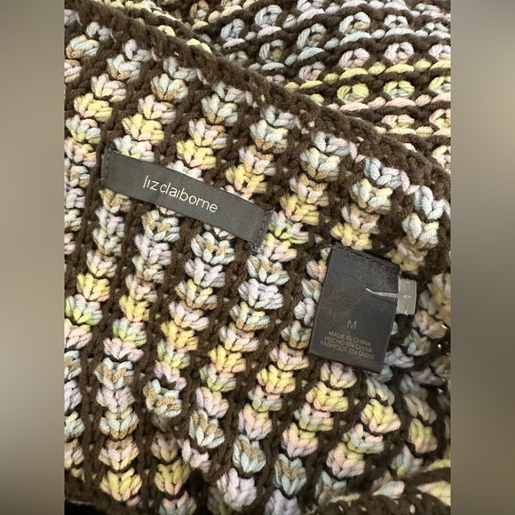 Liz Claiborne cotton knit, colourful sweater pullover vintage M - Picture 4 of 5